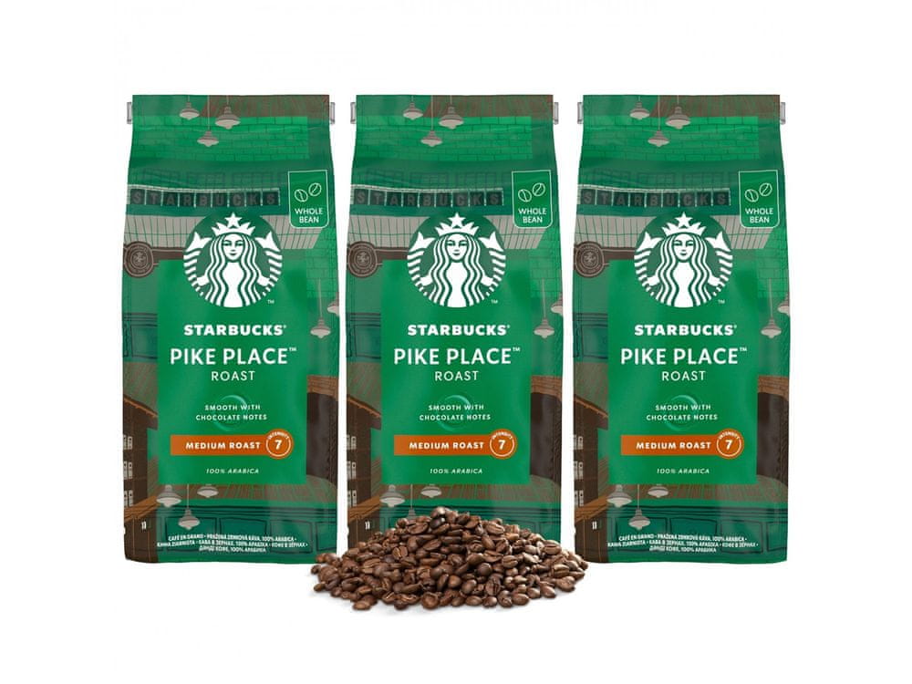 Starbucks STARBUCKS Pike Place Roast Stredne pražená zrnková káva 3x450 g